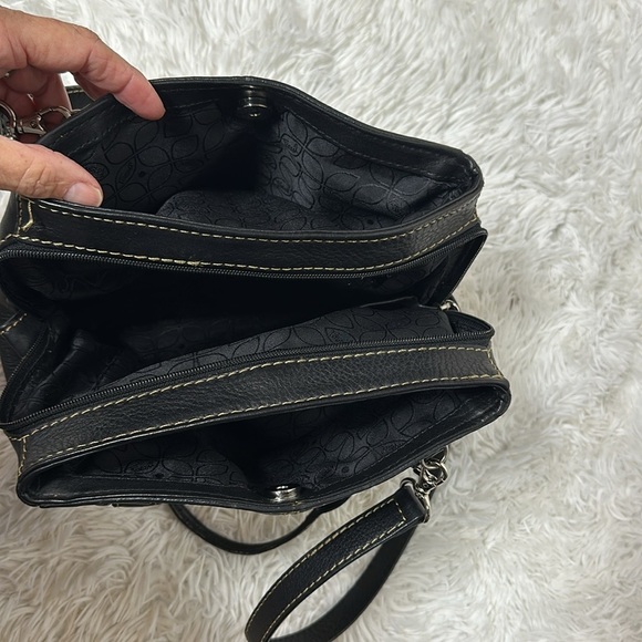 Fossil Black Pebble Leather Stitches Medium Shoulder Satchel HandBag Purse EUC. - Picture 8 of 12